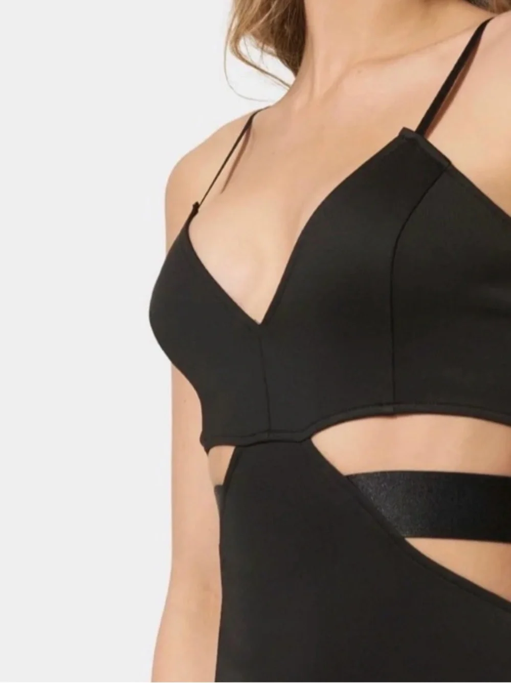 bebe Black Cutout Mini Dress NEW - Picture 2 of 6